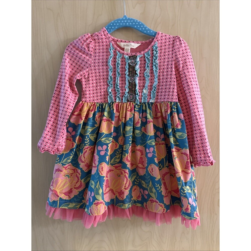 Matilda Jane Once Upon a Time Little Missy Dress pink polka dot 12-18 M